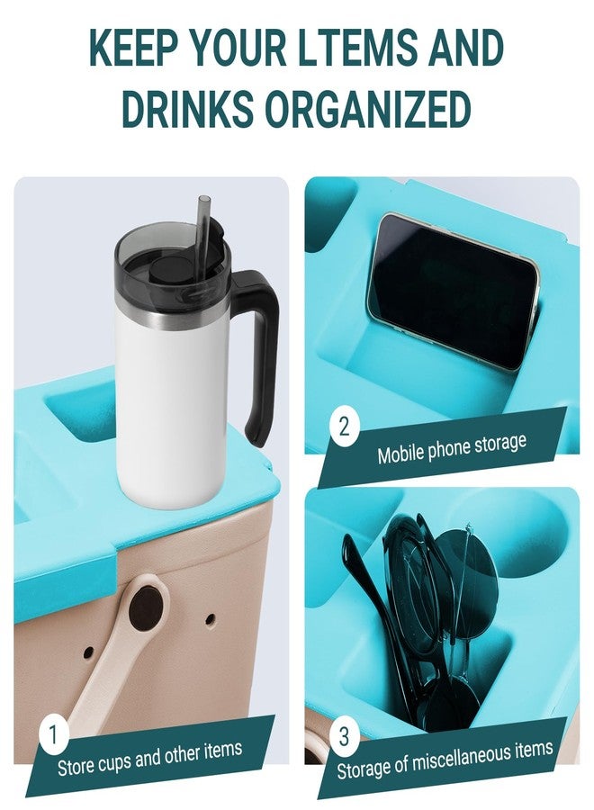 DGLOZE Organizer Tray Top for Bogg Bag - Cup Holder & Storage Lid Compatible with Bogg Bag XL - For Stanley 30oz 40 oz - Outdoor Beach & Travel Tabletop Insert - Easy to Clean (Sky Blue) - Image 3
